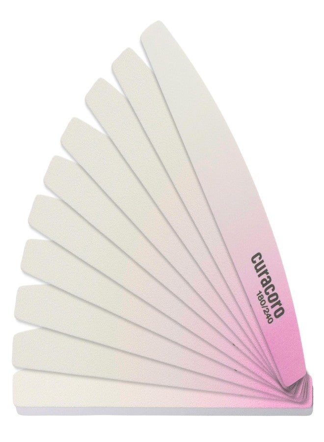 Curacoro 10 PCS Nail File - Professional Half-Moon Nail Files Double Sided Emery Board (180/240 Grit), Washable Nail Files and Buffers, Smooths & Shapes Nails, Manicure & Pedicure Buffing Tools - Image 1
